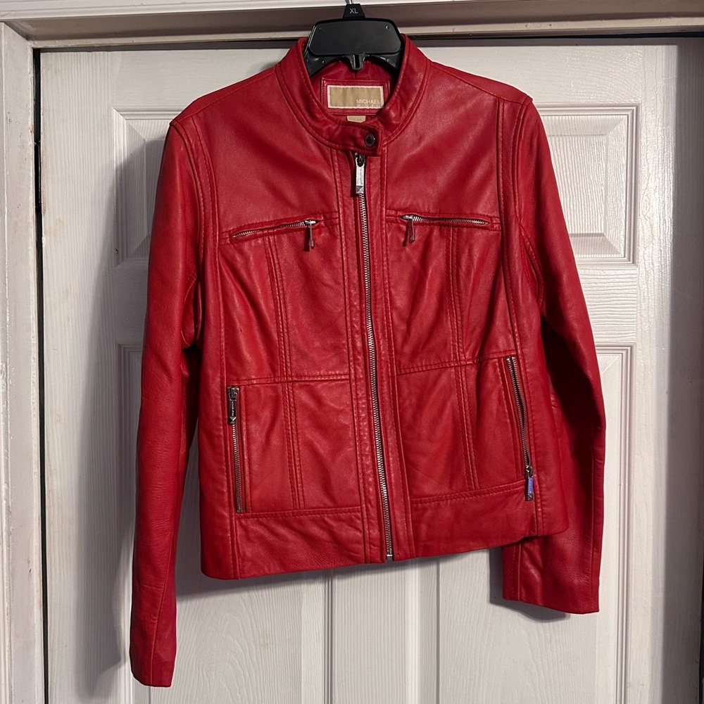 Michael Kors Red Leather Jacket